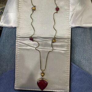 Elegant Gold and Red Heart Necklace by Lucky Brand